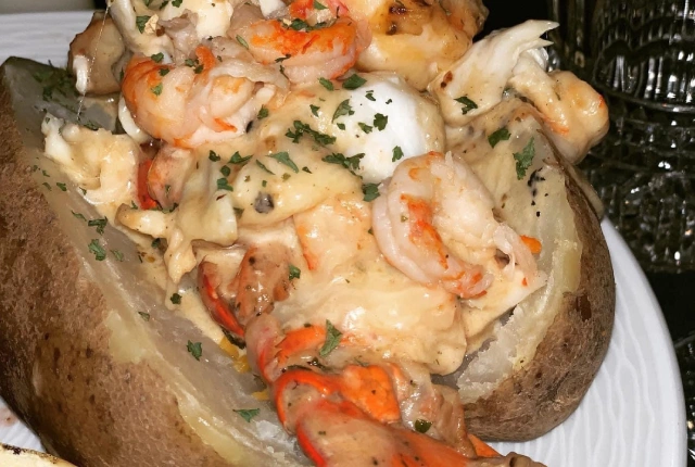 Seafood Stuffed Baked Potato