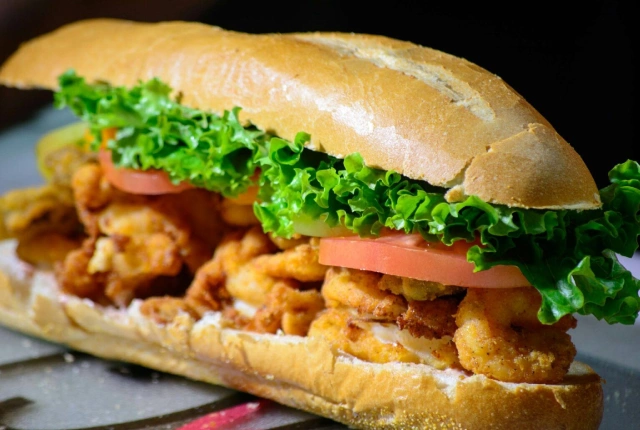 Shrimp po-boy sandwich