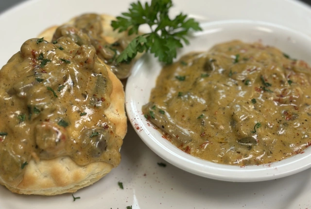 Waffle Biscuits & Crawfish Etouffee